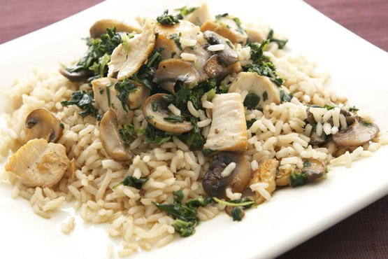 Rice Dish with spinach & mushrooms